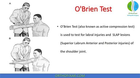 shoulder labrum tear test video|o'brien's test for slap.